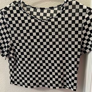 Checkered Mesh Crop Top | H&M